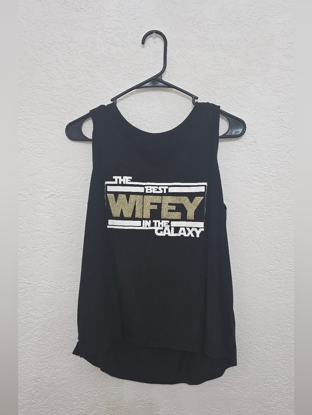 Athletic Works Black Tank Top with Gold "Wifey" Graphic